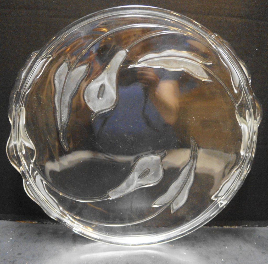Mikasa Flair Crystal Frosted Calla Lily Cake Plate Platter