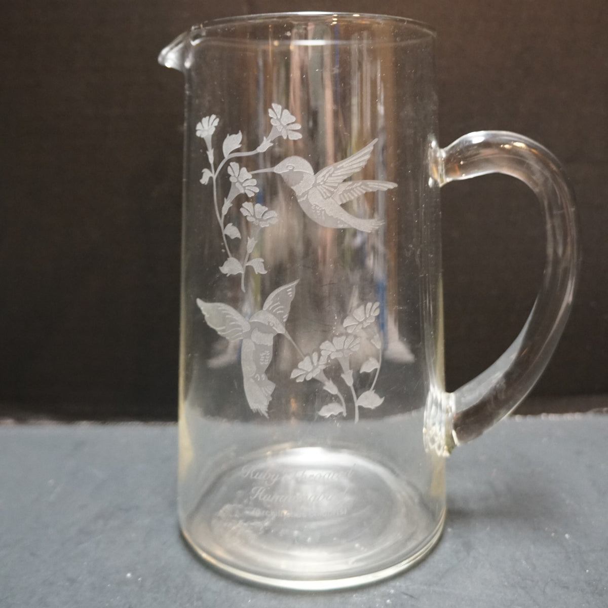 Ruby Throated Hummingbird National Wildlife Federation Blown Glass Pitcher