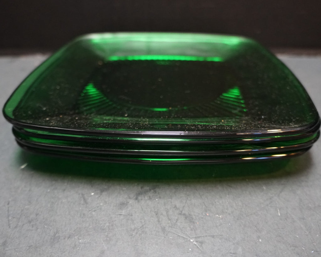 Fire King Forest Green Charm Luncheon Plates 8 1/4 IN Set of 4