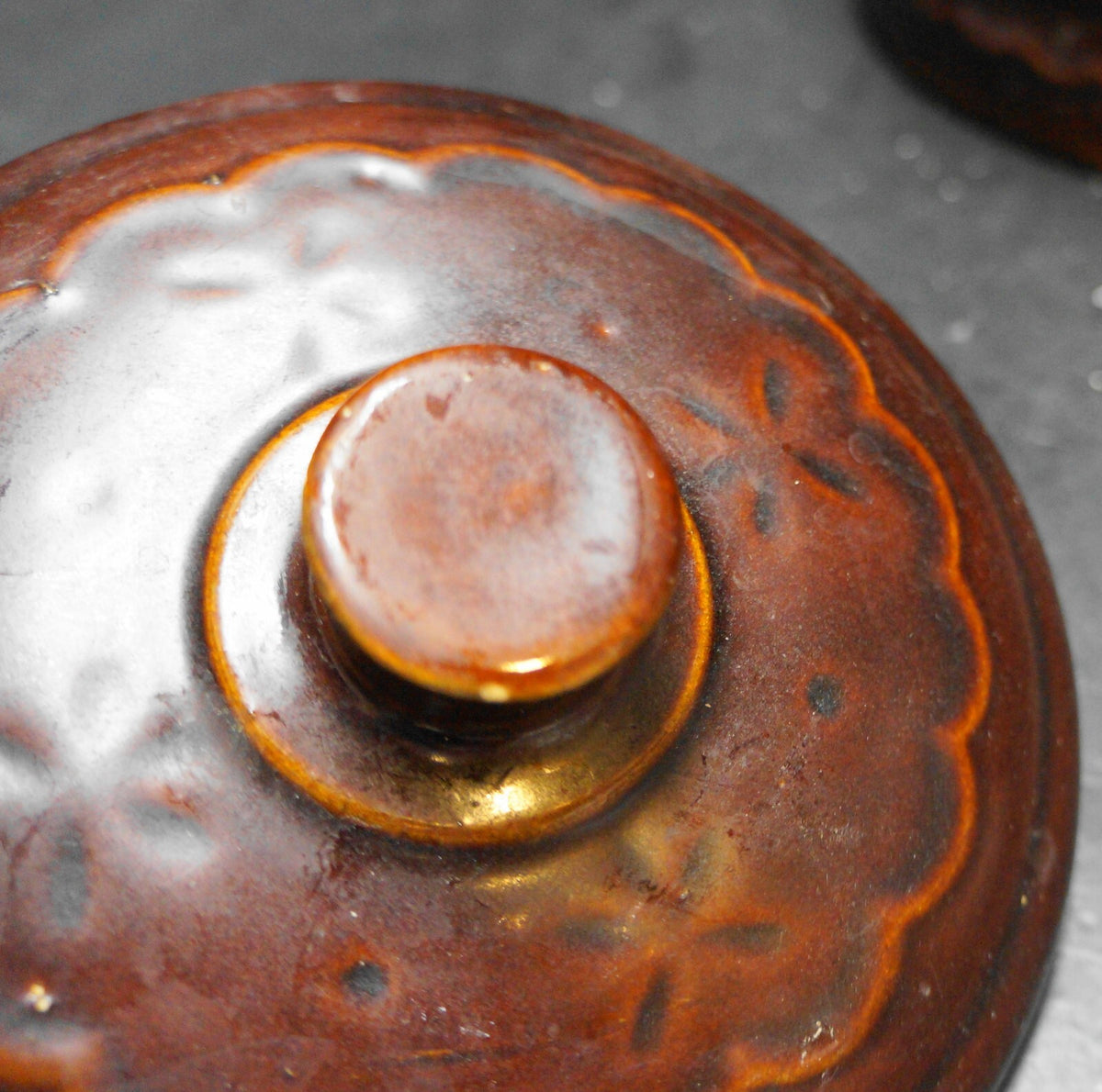 Marcrest Stoneware Brown Daisy Dot Cookies Cookie Jar