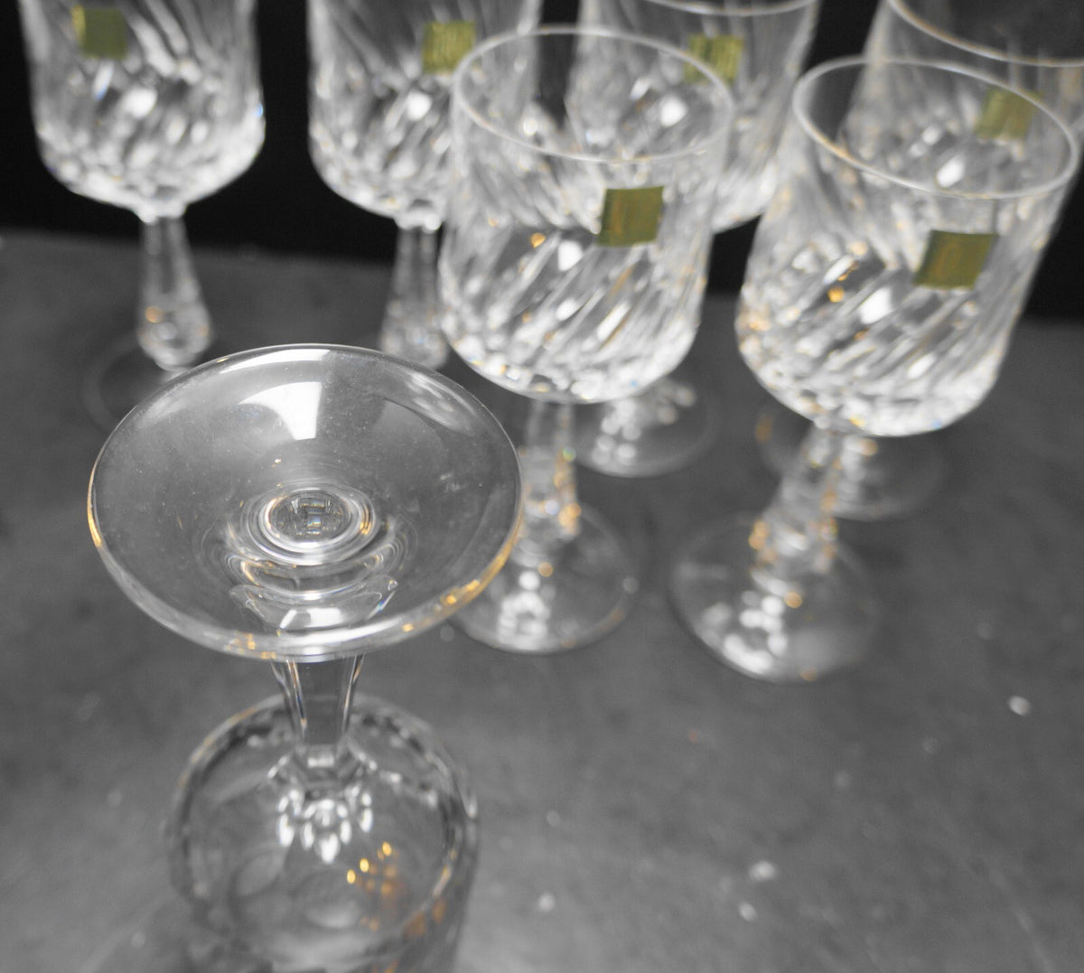 Hoya Crystal Corolle Spiral Swirl White Wine Set of 7