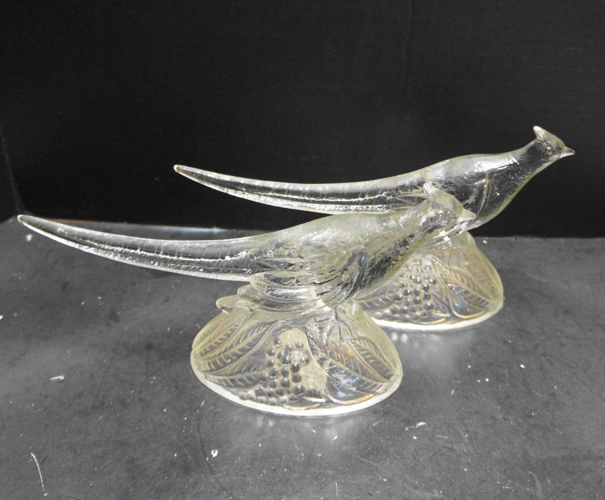 KR Haley American Glass Ring Necked Pheasant Figurines Pair