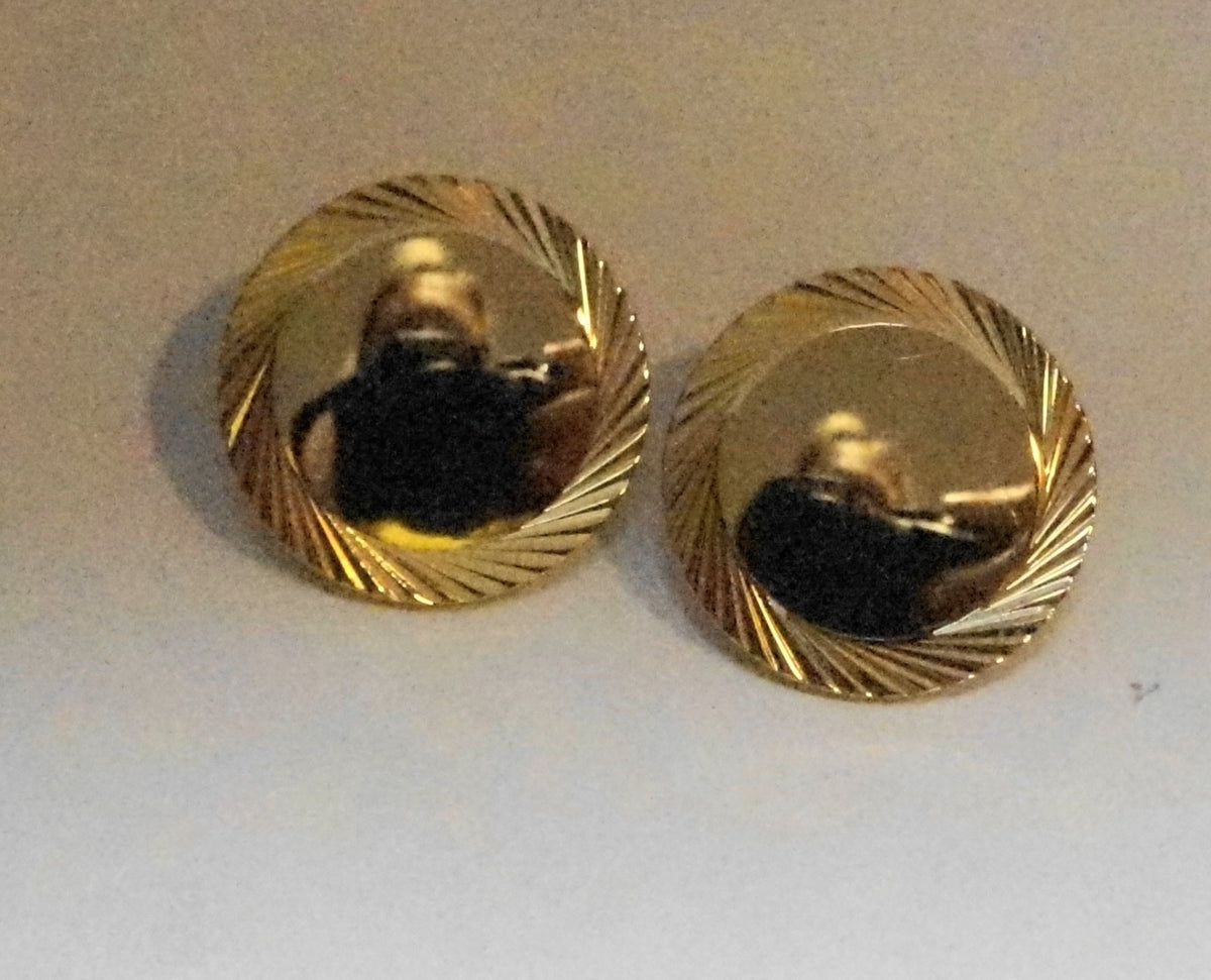 Monet Gold Tone Disc Swirl Edge Clip Earrings