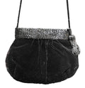 La Regale Black Velvet Beaded Top Evening Bag Purse