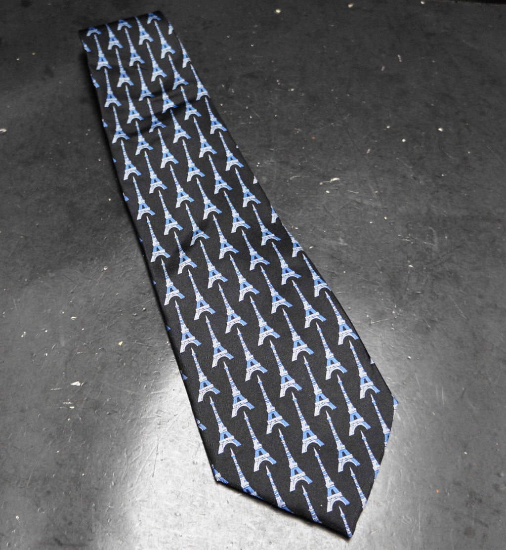 Reflets D'Art La Tour Eiffel Tower Silk Tie Deep Blue