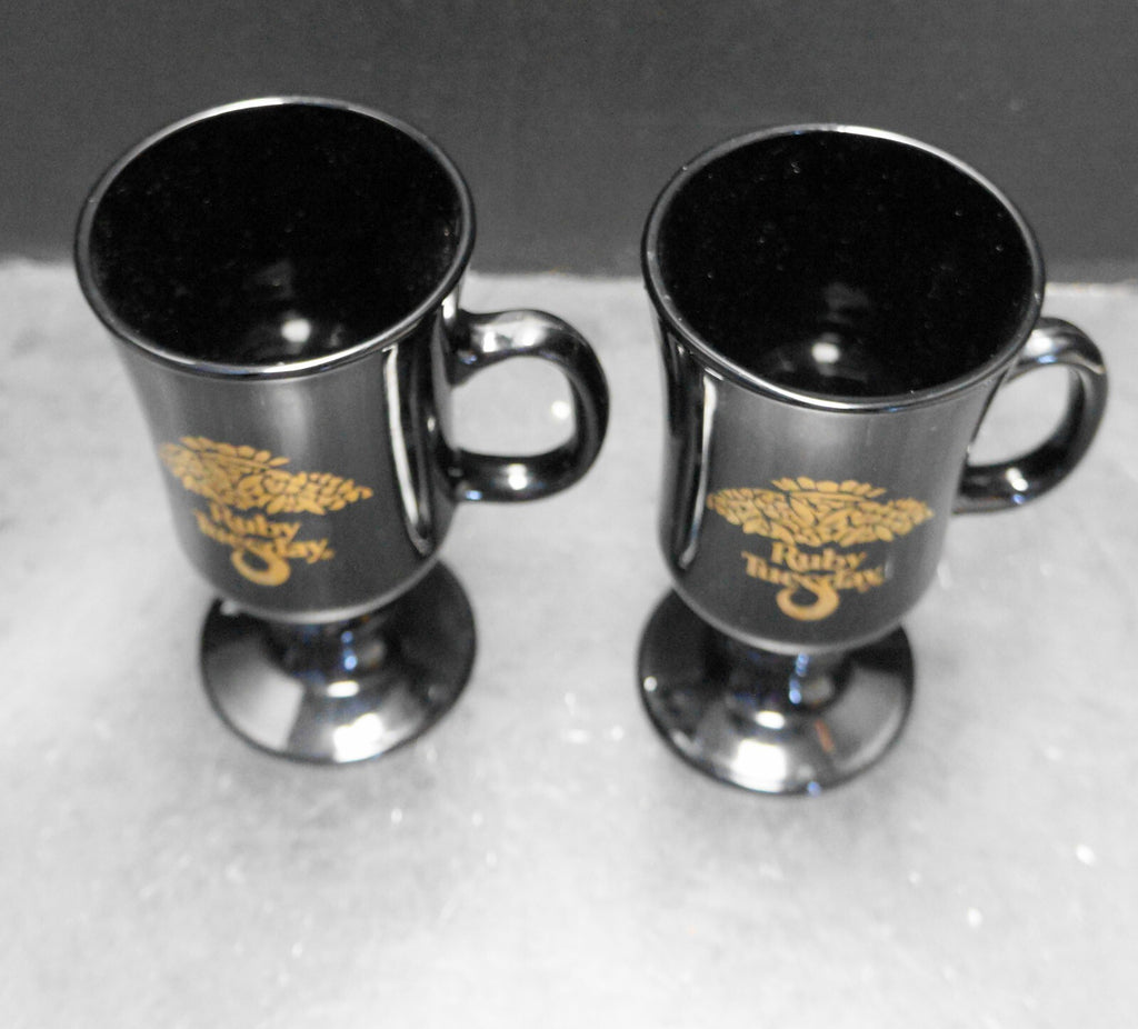Ruby Tuesday Black Glass Libbey Footed Irish Coffee Mug
