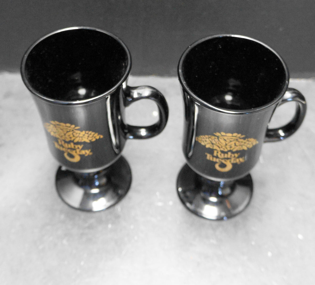 Ruby Tuesday Black Glass Libbey Footed Irish Coffee Mug