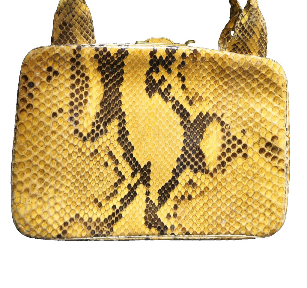 Vintage Python Snakeskin Tan Brown Handbag Purse