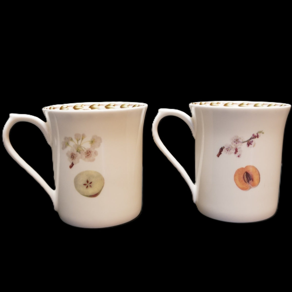 Queen's Hookers Fruit Fine China India Mugs Pair