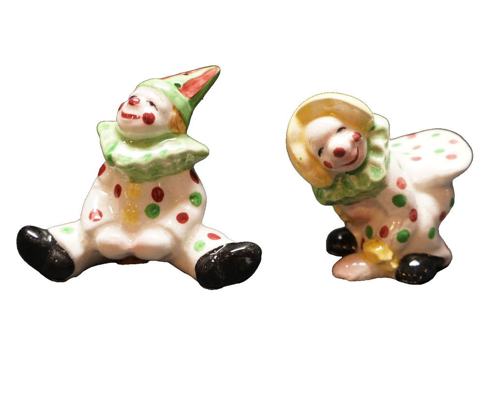 Clown Tumbling Circus Act Hand Painted Salt Pepper Shakers Japan