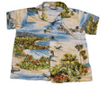 Vintage RJC Hawaiian Aloha Shirt 2T WWII Airplanes Beach Scene