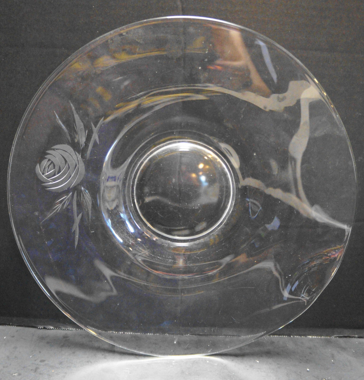 Fostoria Rose Cut Contour Torte Plate Platter 13 IN