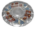 Indiana Glass Garland Banana Fruits Salad Plate Clear Stained Fruit Blue Grapes