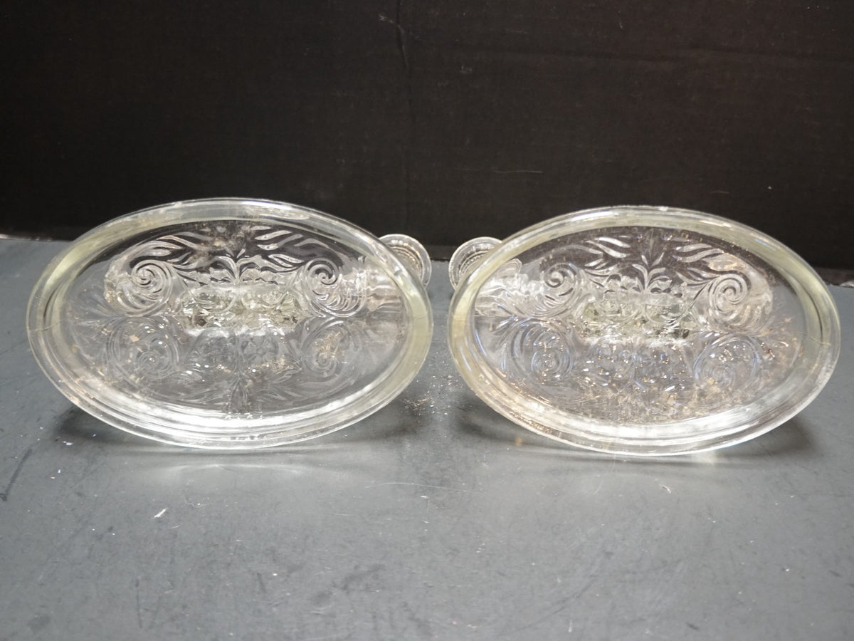 McKee Rock Crystal Double Light Candle Holders Pair