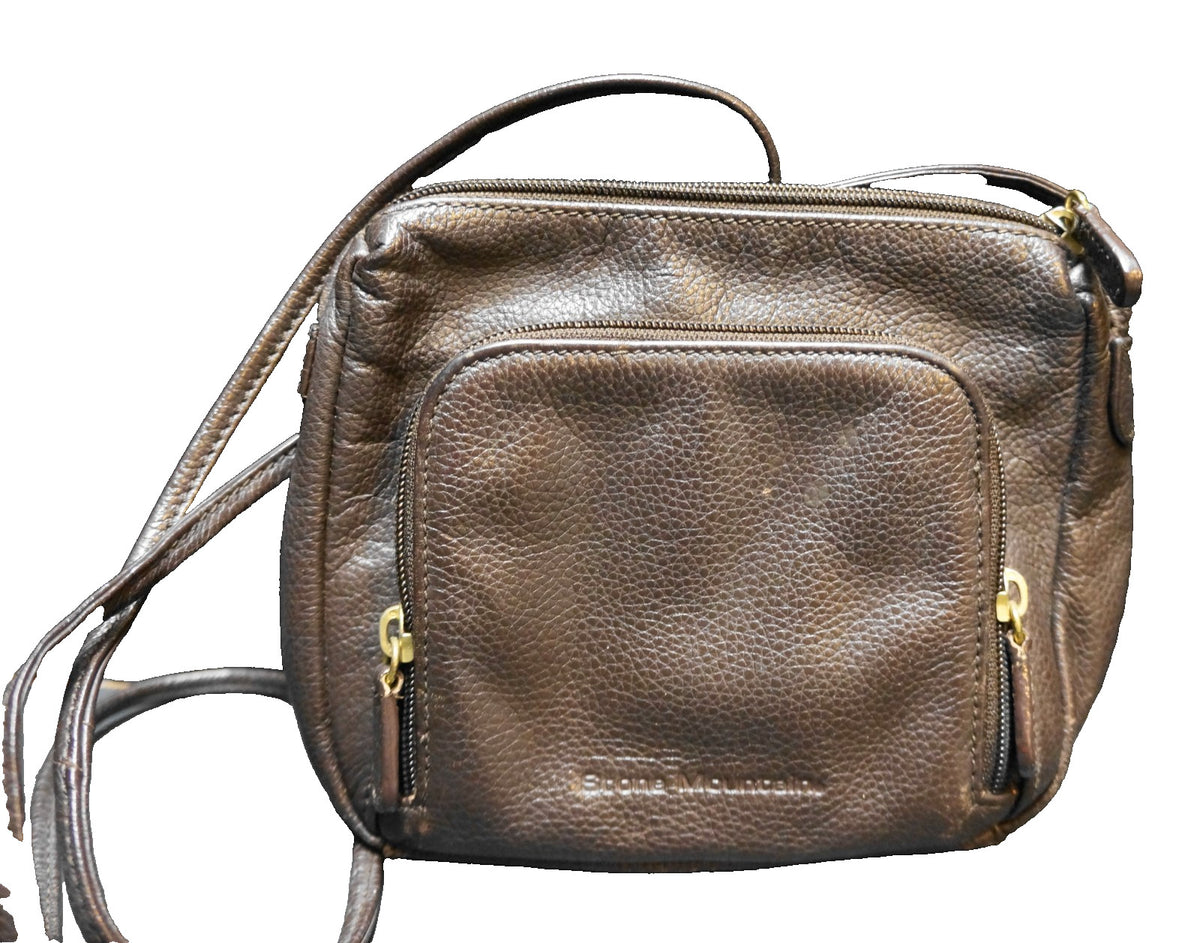 Stone Mountain Dark Brown Pebbled Leahter Small Crossbody Purse