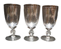 Blown Glass Twist Loop Stem Water Goblets Set of 3