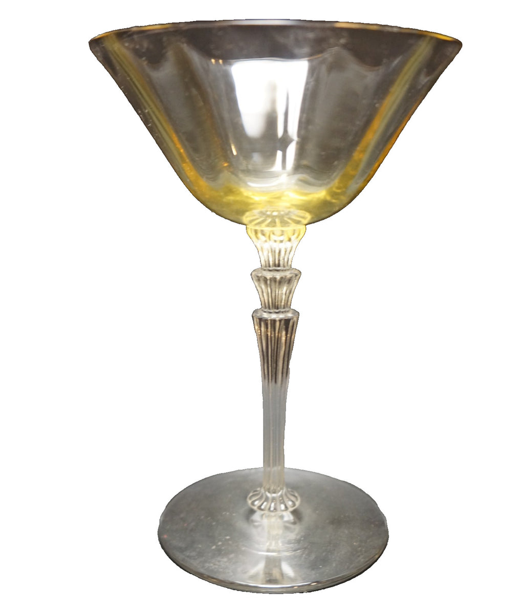 Fostoria Topaz Yellow Optic 5099 5299 Champagne Tall Sherbet