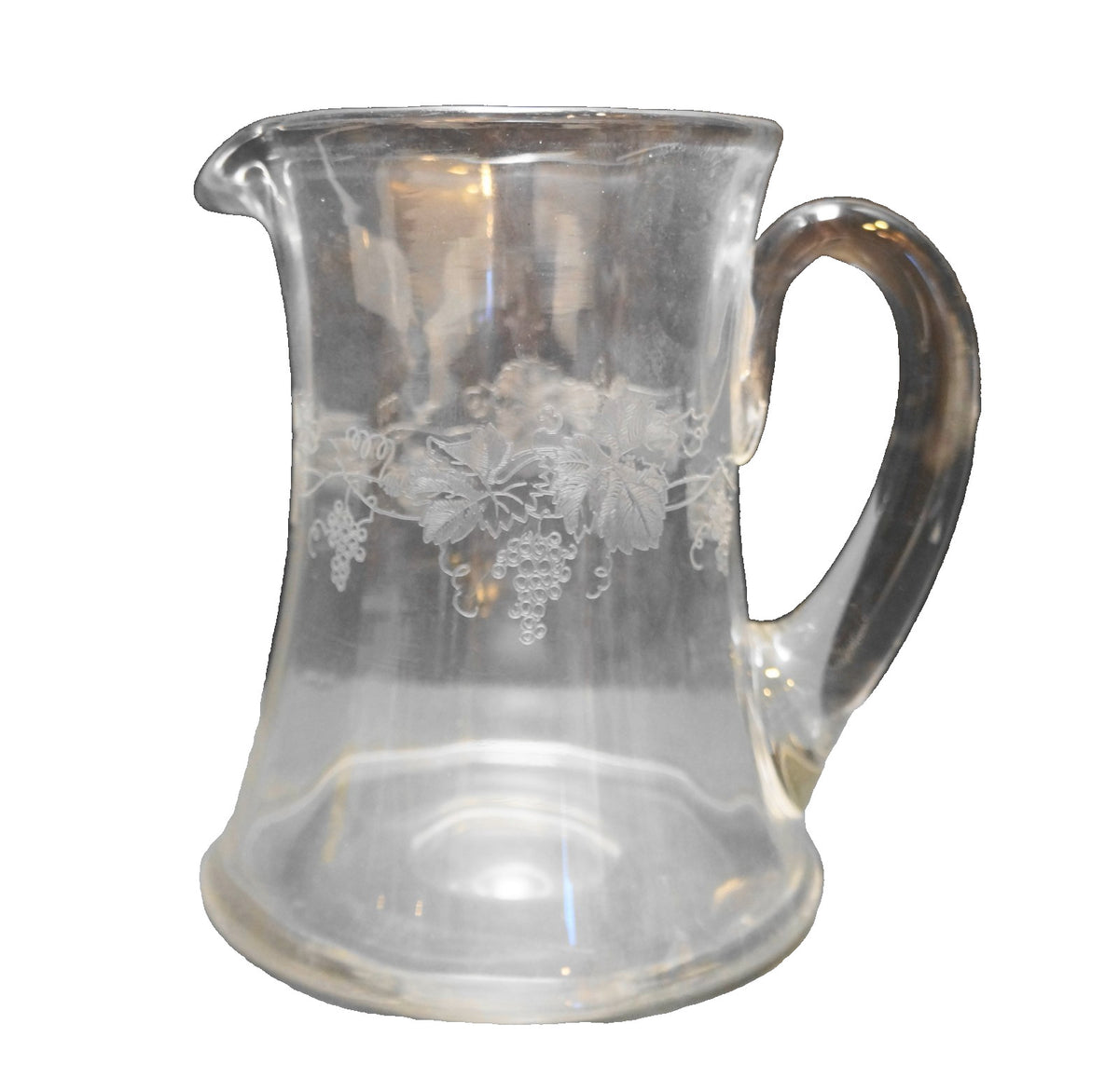 Central Glass Grape Vintage Needle Etch Optic Pitcher