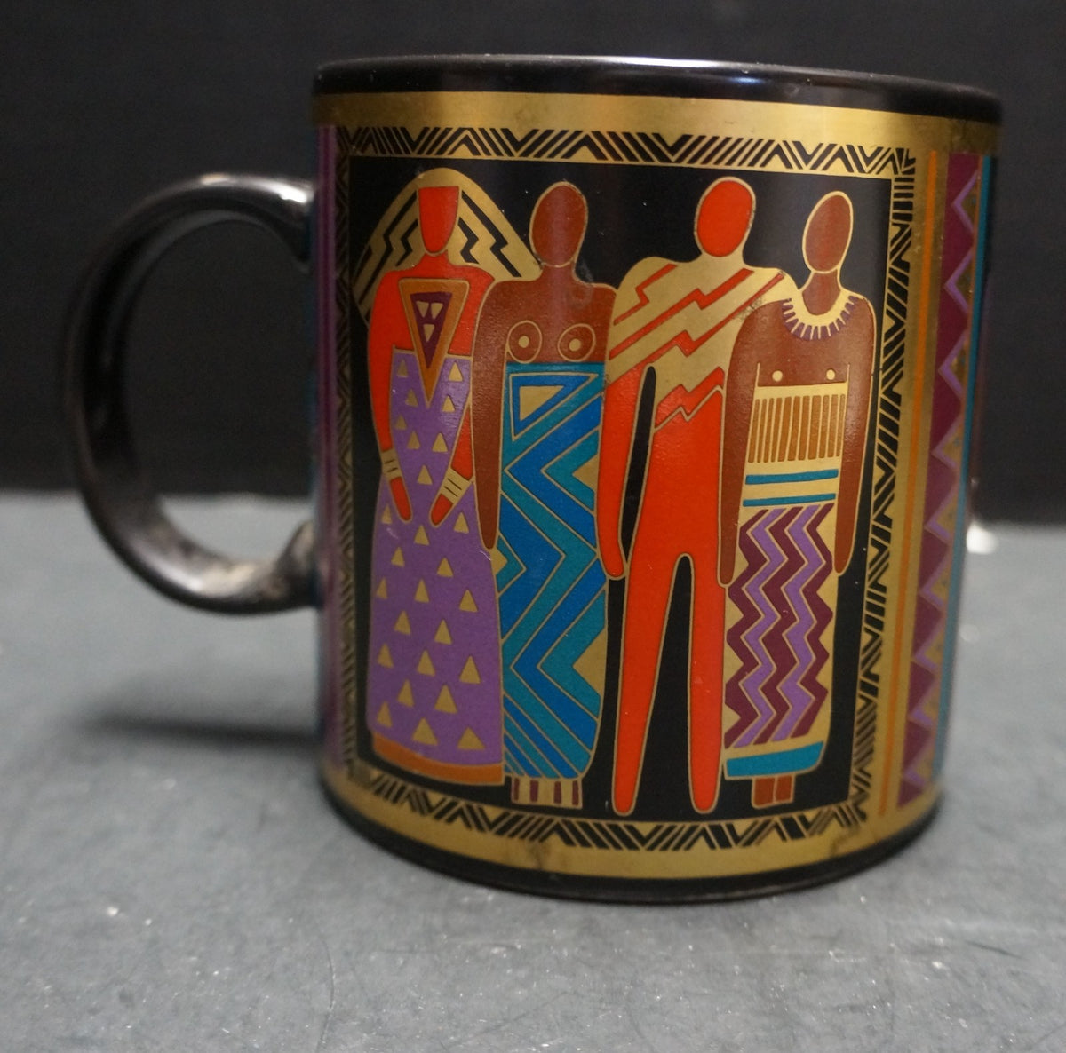 Laurel Burch Tribal Spirit 1988 Mug Black Gold