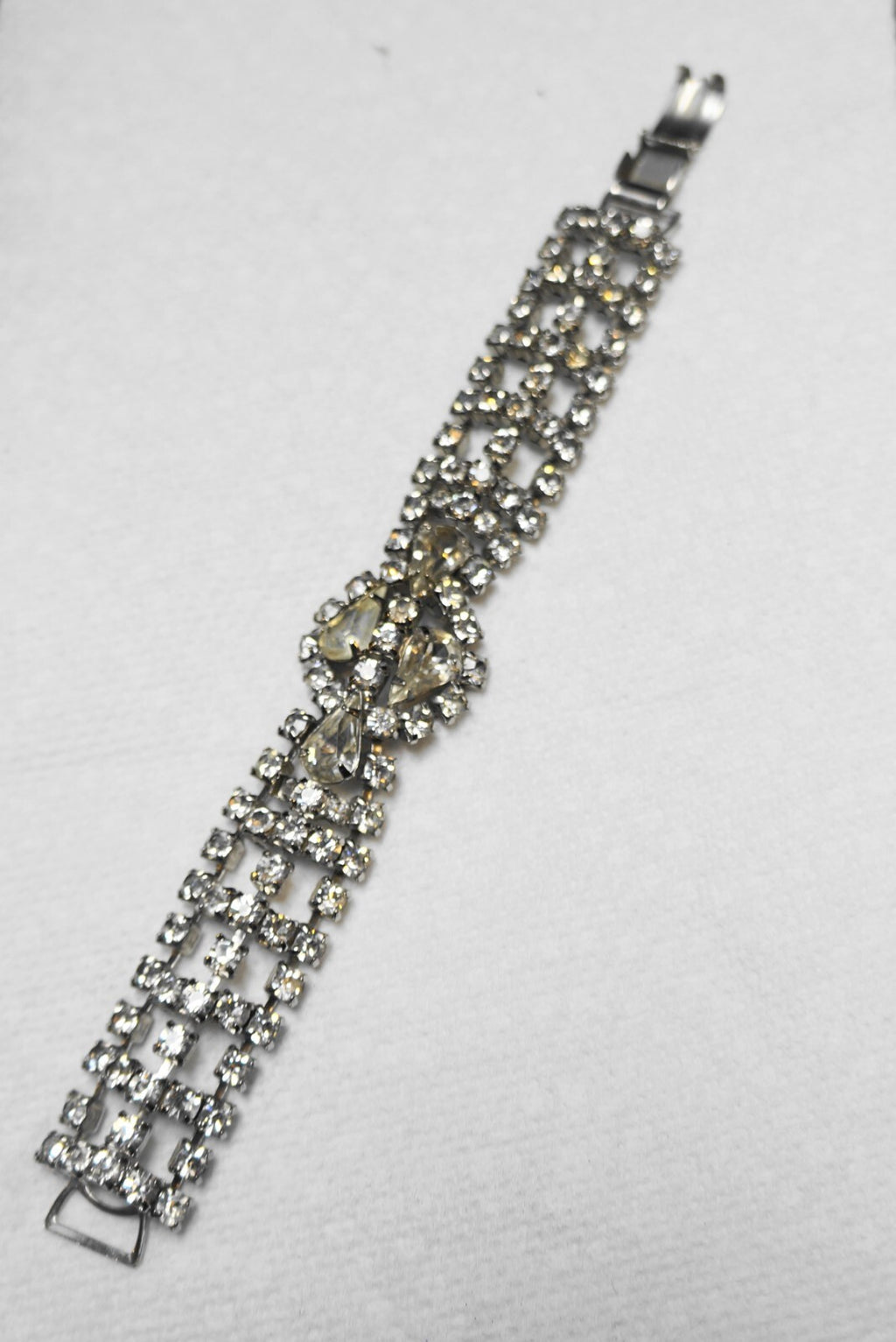 Fancy Clear Rhinestone Bracelet Triple Strand Clasp Closure