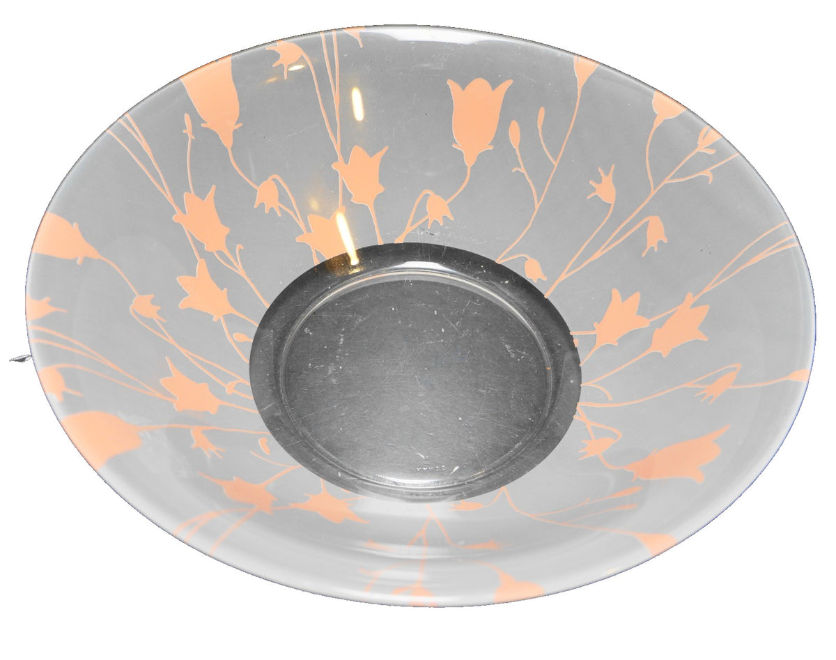 Arcoroc France Pink Tulips Frosted Glass Serving Bowl