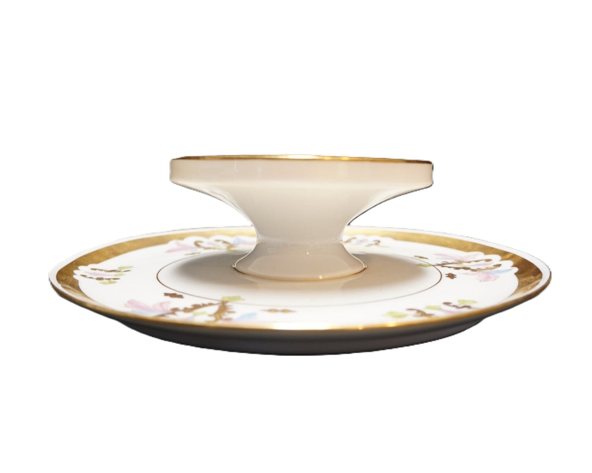 Pickard Decorated Tillowitz Porcelain Two Tier Pedestal Bowl Plate Cracker Tea Party Server