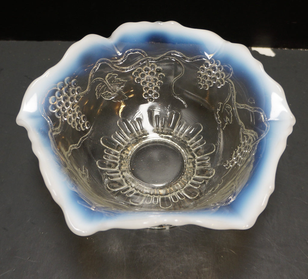 Jefferson Opalescent Rim Grape Vine EAPG Footed Bowl 7 IN