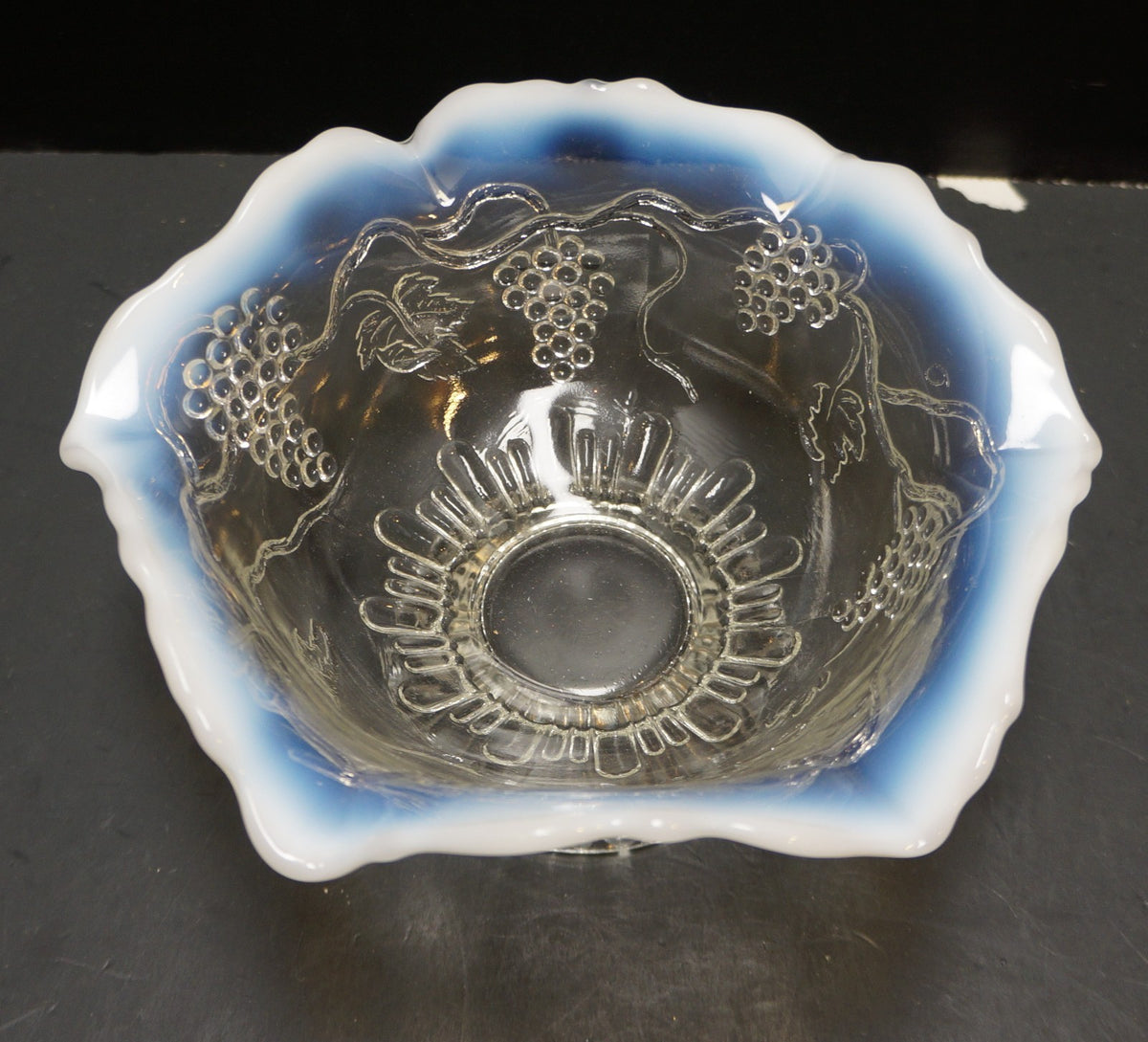 Jefferson Opalescent Rim Grape Vine EAPG Footed Bowl 7 IN
