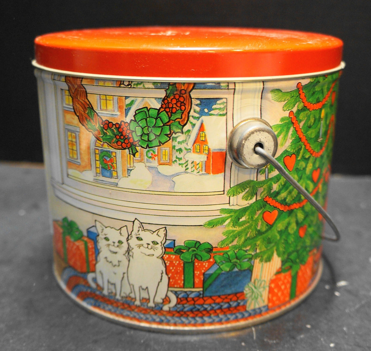 Christmas Pail Bucket Santa Tree Fireplace L. Kearney David Art