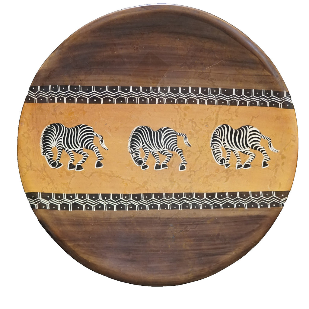 Kenya Soapstone Zebras Plate 10 1/2 IN