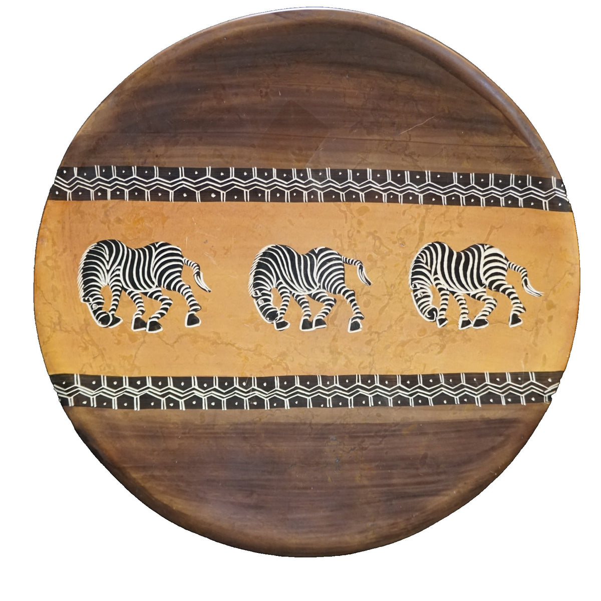 Kenya Soapstone Zebras Plate 10 1/2 IN