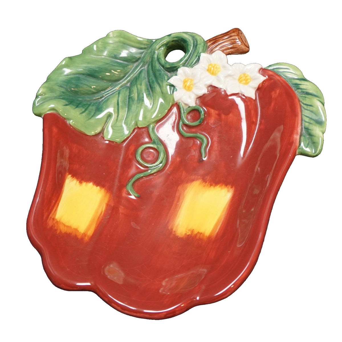New Debco Apple Ceramic Dish Hand Painted