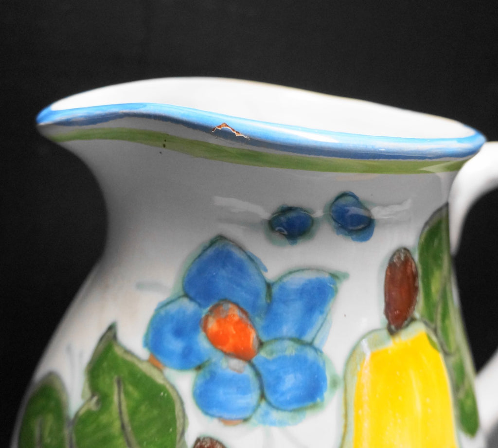 Himark Portugal Bright Fruit Flowers Redware Pitcher