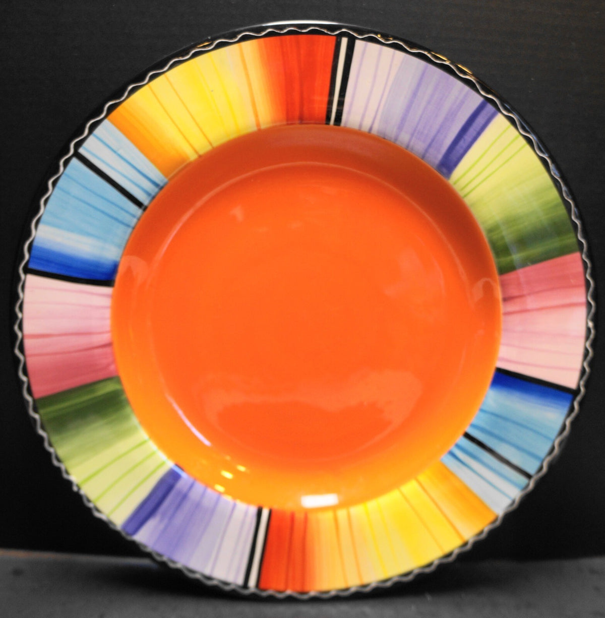 Nancy Green Serape Certified International Chop Plate Round Platter Orange 16 IN