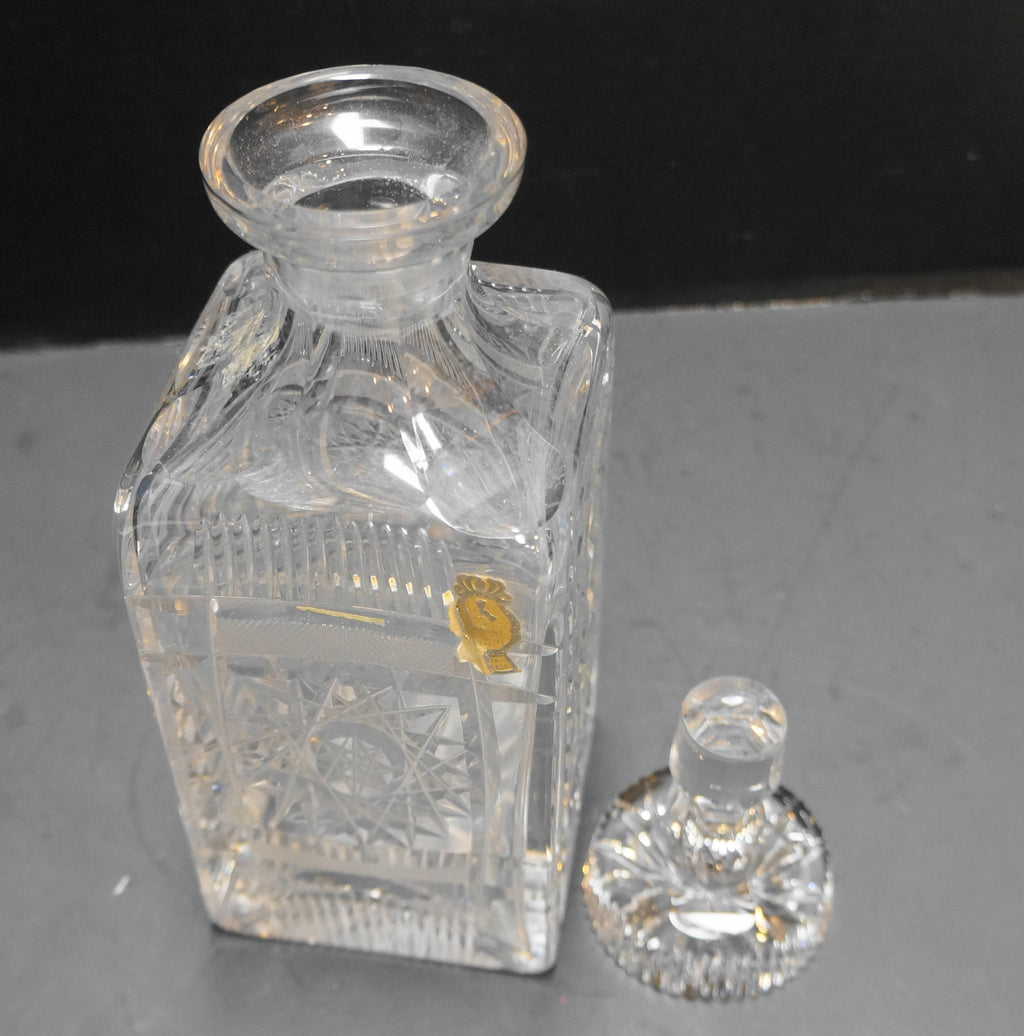 Imperlux West Germany Clear Cut Crystal Square Decanter