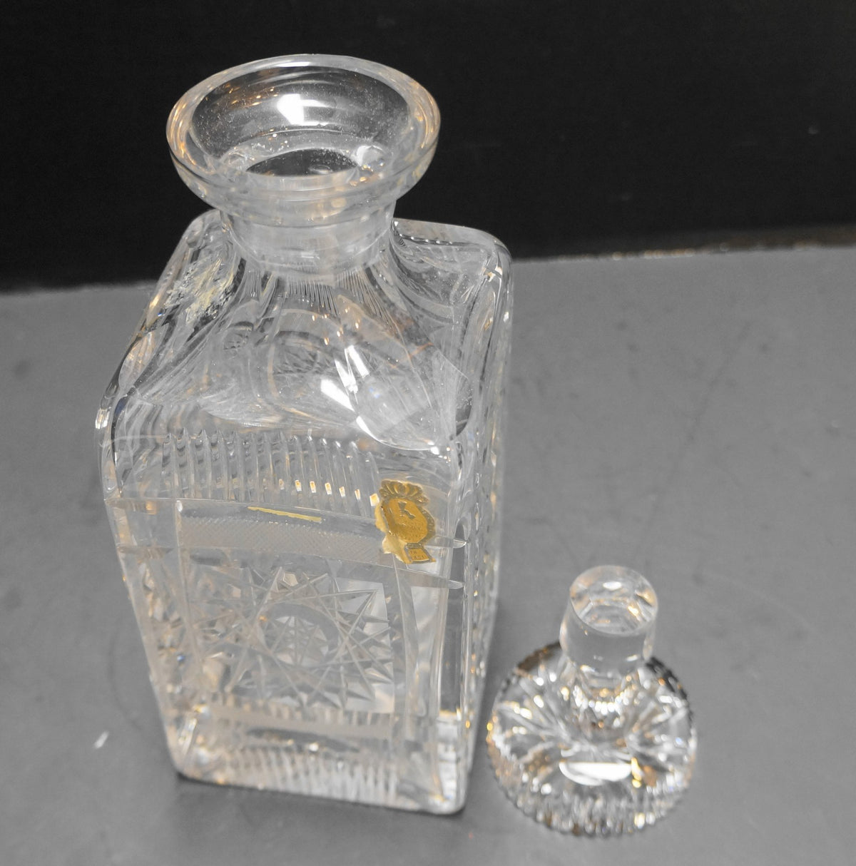 Imperlux West Germany Clear Cut Crystal Square Decanter