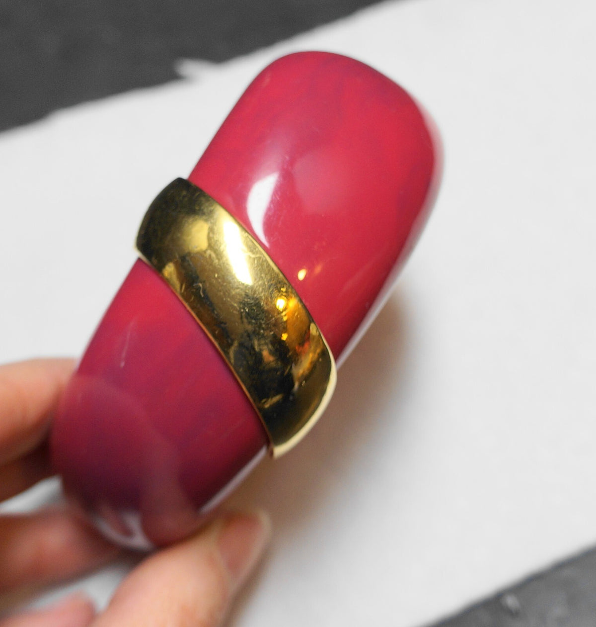 Raspberry Pink Purple Marbled Chunky Lucite Bangle Bracelet