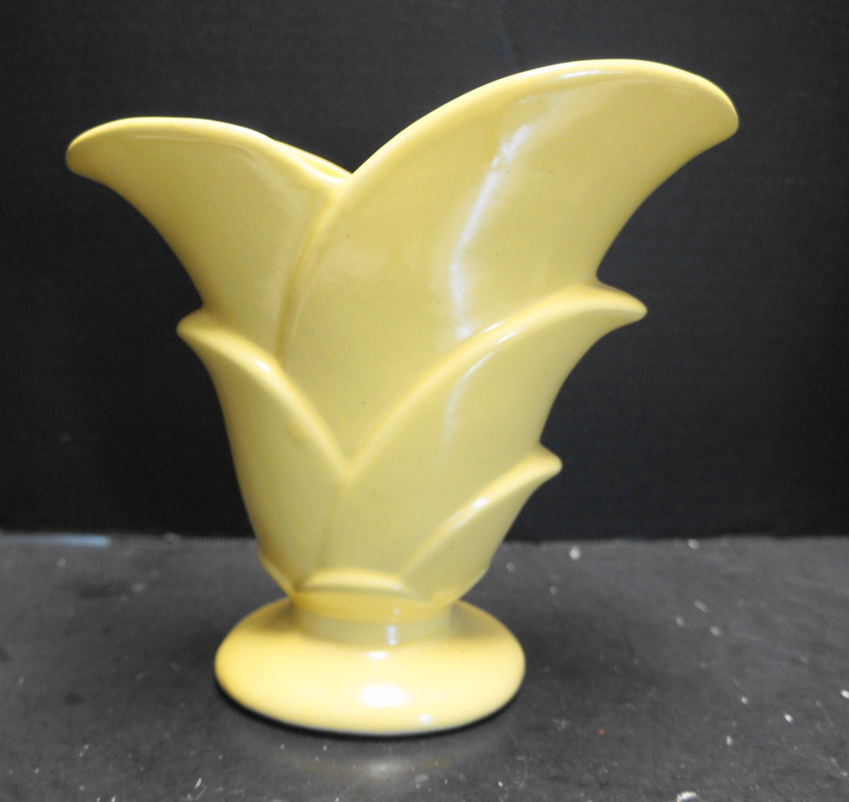 Monmouth Western Stoneware Tulip Petal Vase Pale Yellow Glaze
