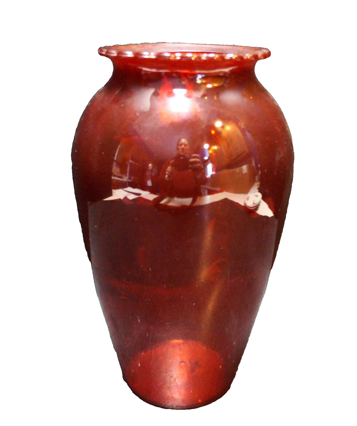 Anchor Hocking Royal Ruby Tall Scalloped Rim Optic Vase 9 IN