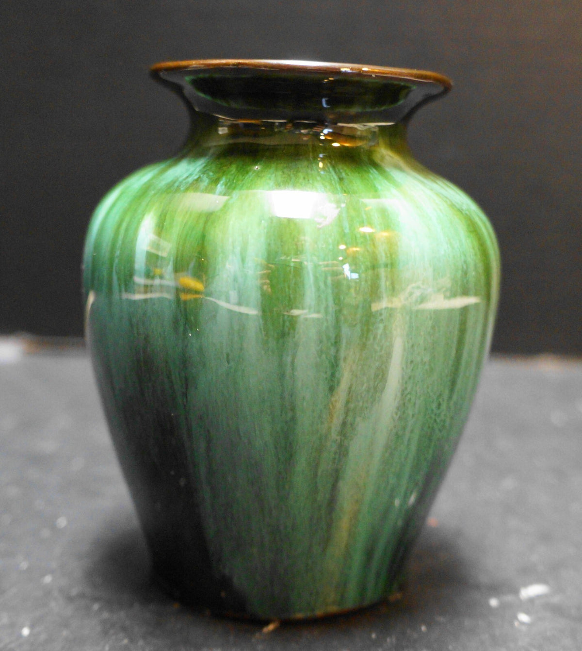 Blue Mountain Pottery Teal Green Drip 4" Small Vase