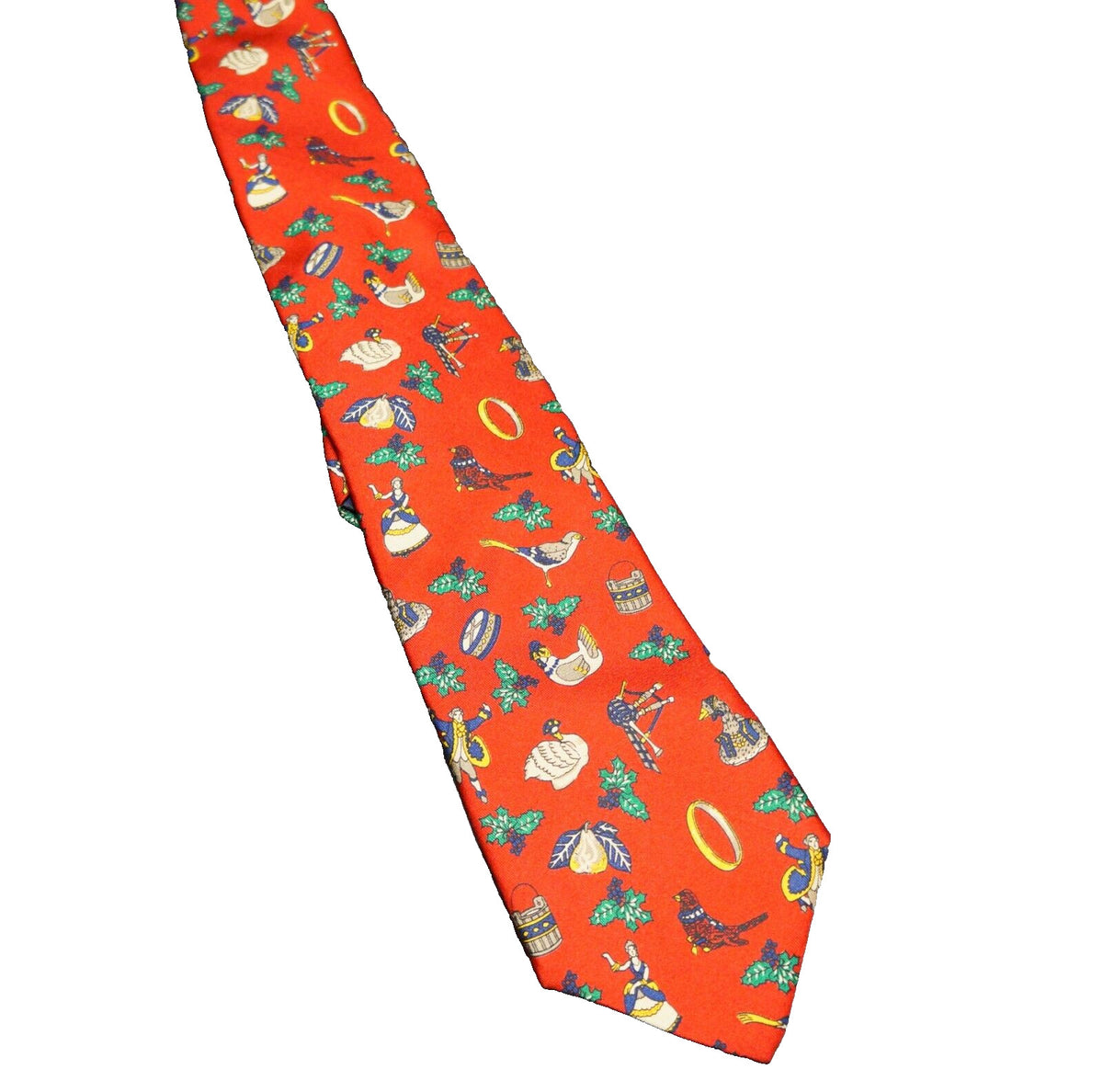 Land's End Direct Merchants Silk Christmas Tree Red Green Tie