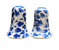 Blue White Hand Painted Leaves Flowers Salt Pepper Shakers