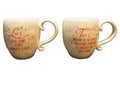 Grasslands Road Mugs Pair Love Laughter Cream Red Gold