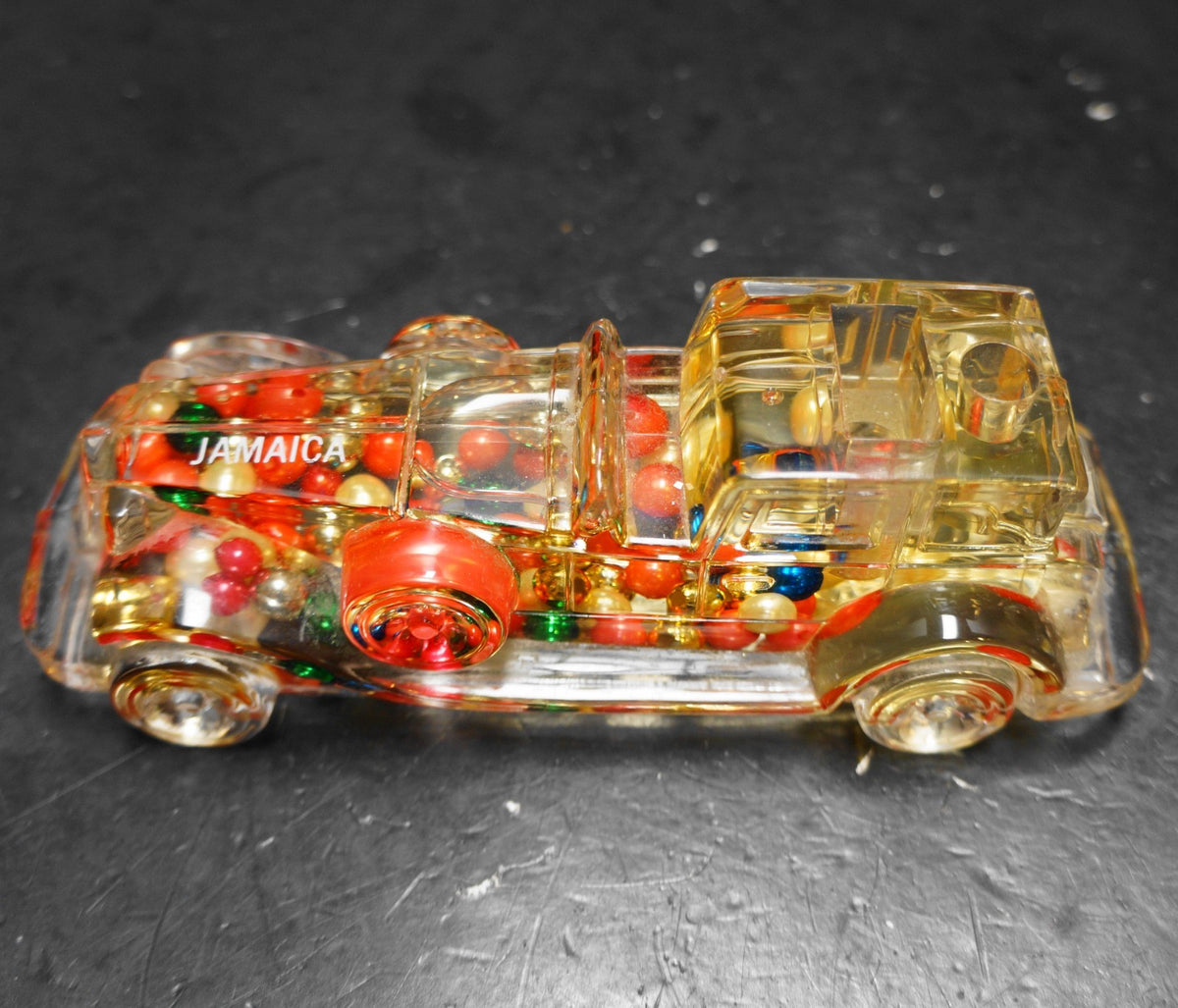 Lucite Acylic Car Pen Holder Jamaica Souvenir Colorful Balls Filled