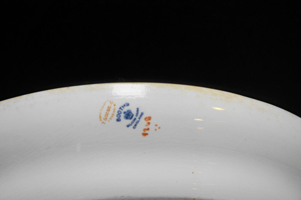 Booth's England T. Goode & Co London Blue Trim Fruit Pattern Large Platter 16"