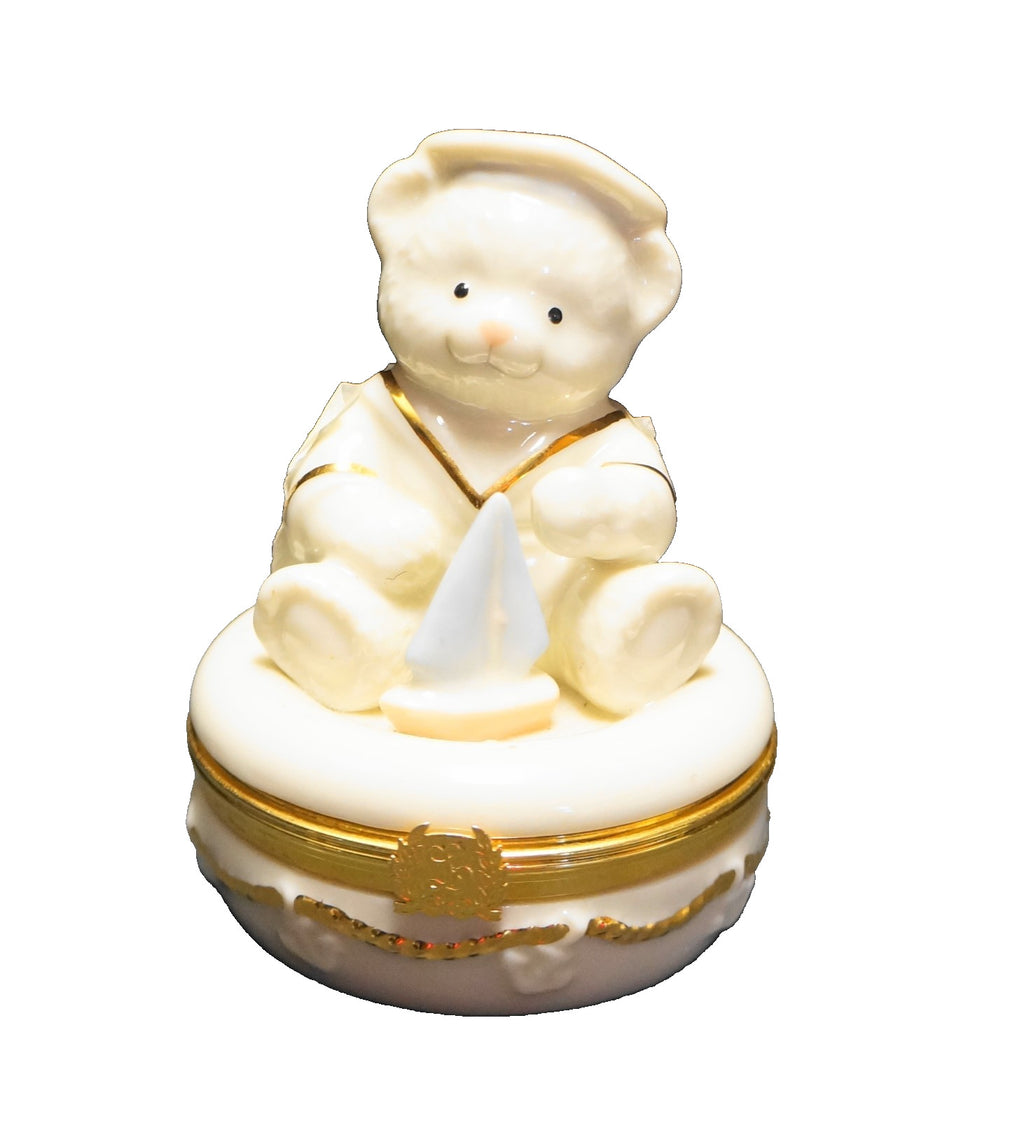 Lenox Ivory China Anchors Aweigh Treasures Box Teddy Bear Sailboat With Charm