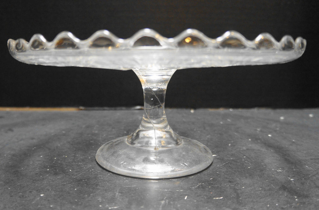 Bryce Higbee Sheaf With Diamonds EAPG Cake Stand Clear Glass