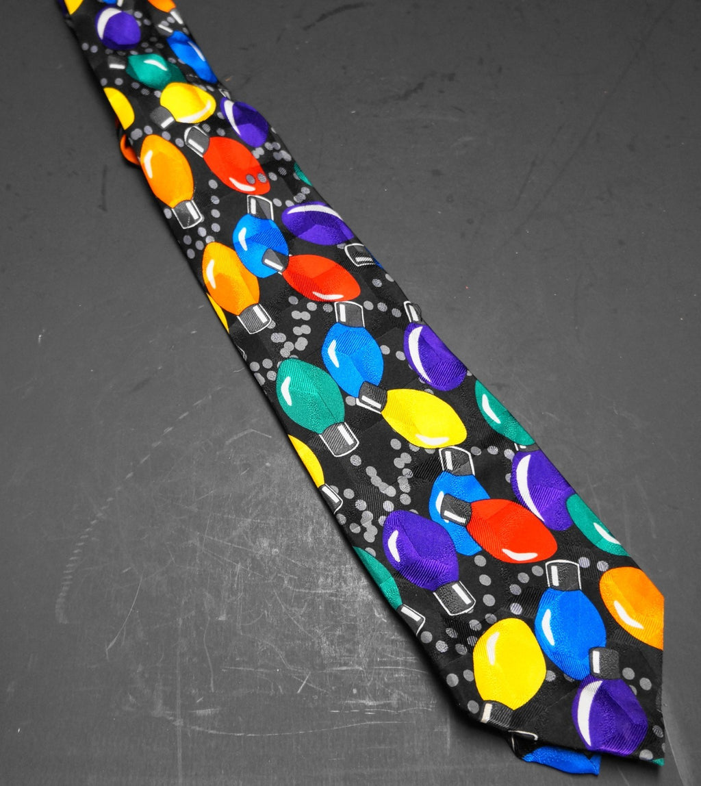 Addiction Silk Tie Christmas Lights Colorful Festive Holiday