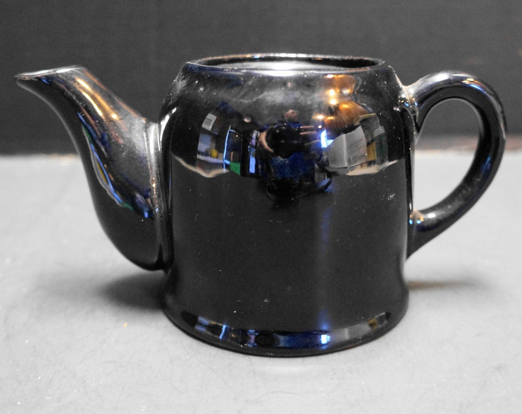 Black Glazed Redware Individual 1 Cup Teapot