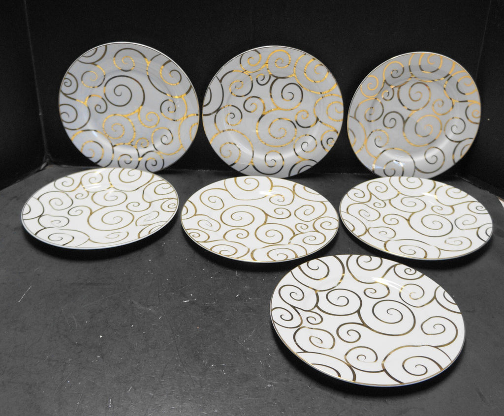 Pier 1 Gold Swirl Salad Plates Set of 7